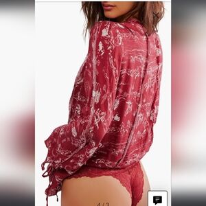 Free People Intimately Everything Rosy Bodysuit. Western print. NWOT.